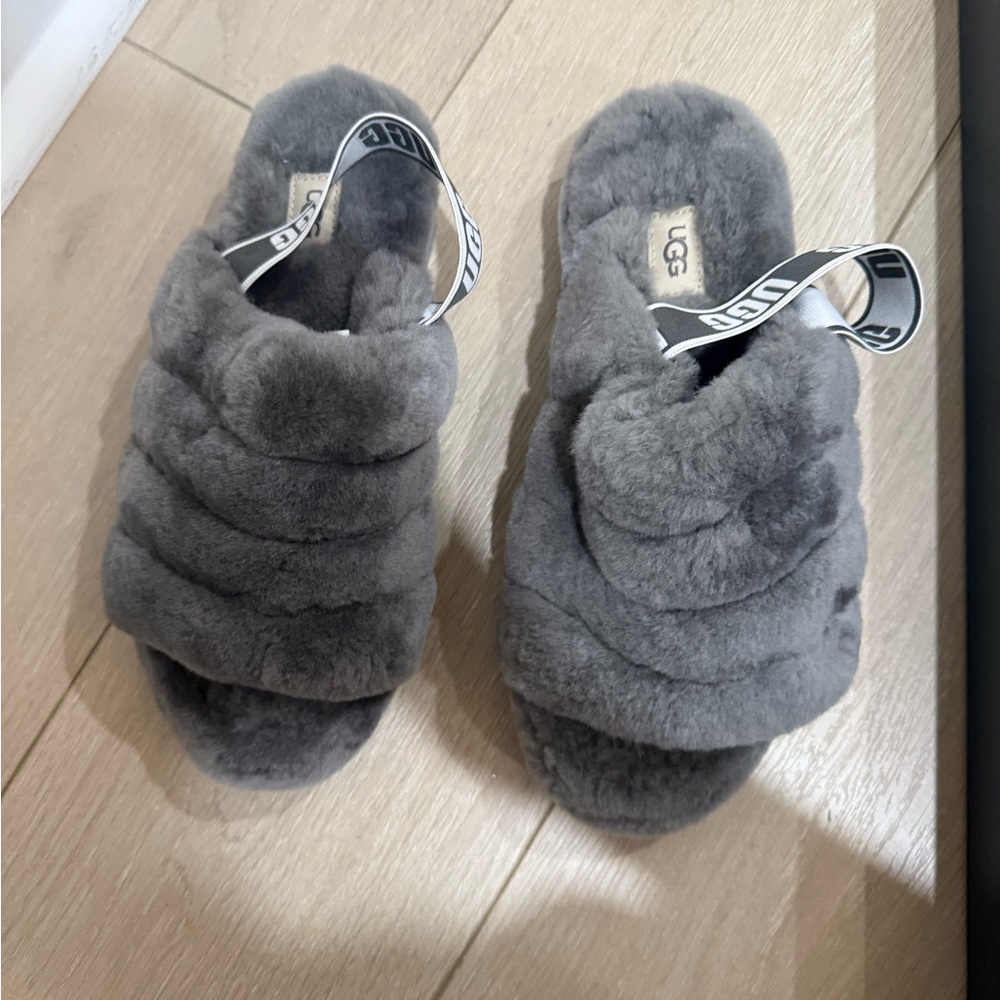 UGG Charcoal Plush Slippers